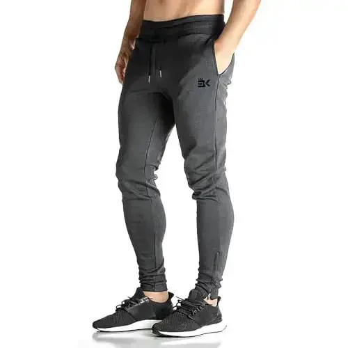 BROKIG Mens Zip Joggers Shim - Kundalik sport zalida mashq qilish uchun shim, qulay tor kesimli toraygan sport shimlar cho'ntaklar bilan - BROKIG