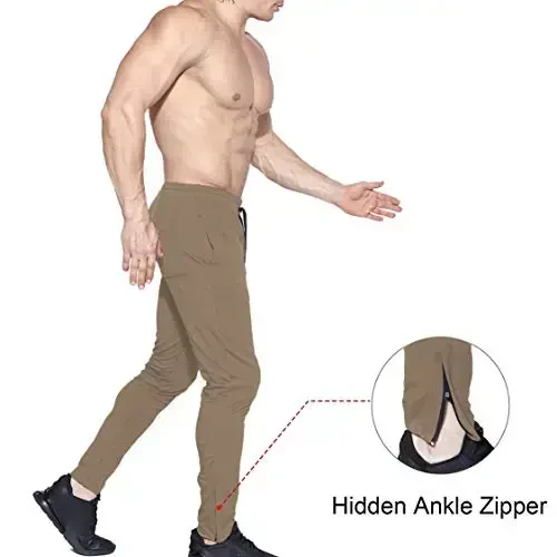 BROKIG Mens Zip Joggers Shim - Kundalik sport zalida mashq qilish uchun shimlar, qulay tor kesilgan sport shimlari cho'ntaklar bilan - 3