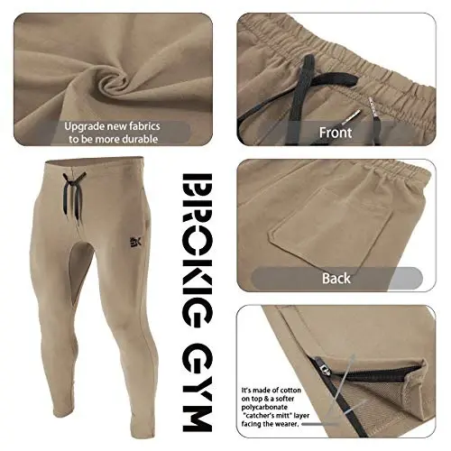BROKIG Mens Zip Joggers Shim - Kundalik sport zalida mashq qilish uchun shimlar, qulay tor kesilgan sport shimlari cho'ntaklar bilan - 6
