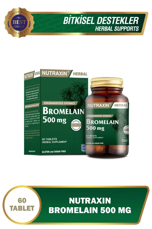 Bromelain 500 Mg Takviye Edici Gıda 60 Tablet - 1