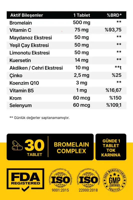 Bromelain Ananas + Kuersetin + Sink + COQ-10 + S vitamini Super Bromelain Formula - 8