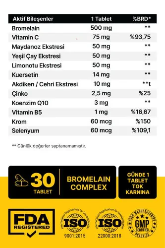 Bromelain Pineapple + Quercetin + Zinc + COQ-10 + Vitamin C Super Bromelain Formula - 8