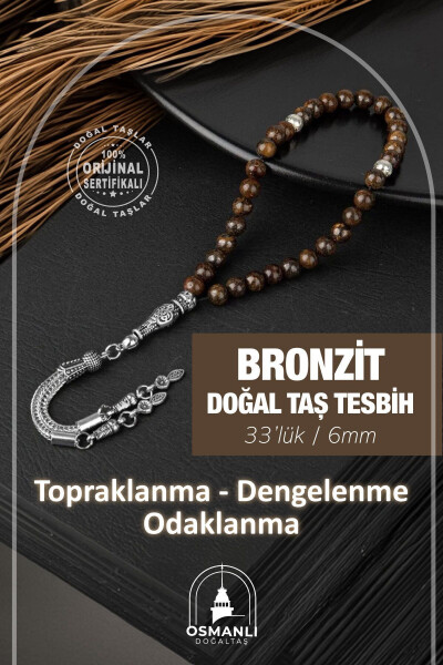 Bronzit Doğal Taş Tesbih 33lük - 6mm - 1