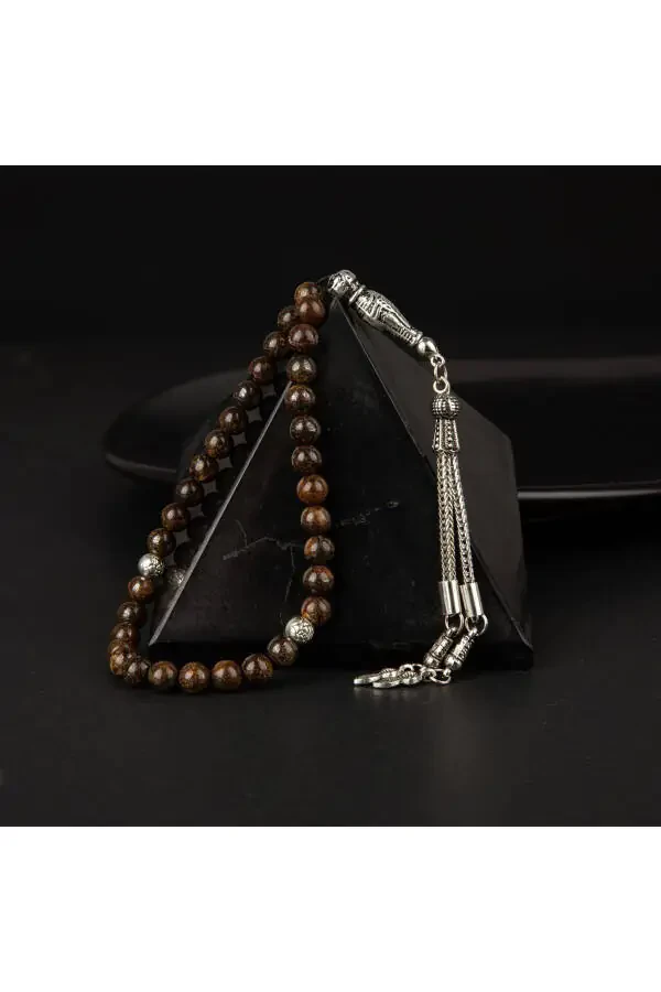 Бронзитовые натуральные каменные чётки 33 - 6 мм - 2