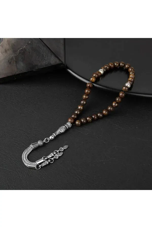 Бронзитовые натуральные каменные чётки 33 - 6 мм - 3