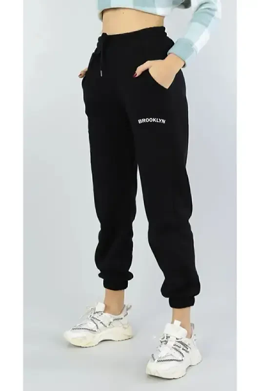 BROOKLYN Ayollar Qora Baland Bellik Jogger Sport Shimlari - qora - 1