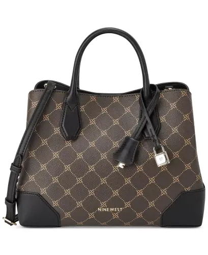 Brooklyn Jet Set Satchel-Brown, Black Logo - 1