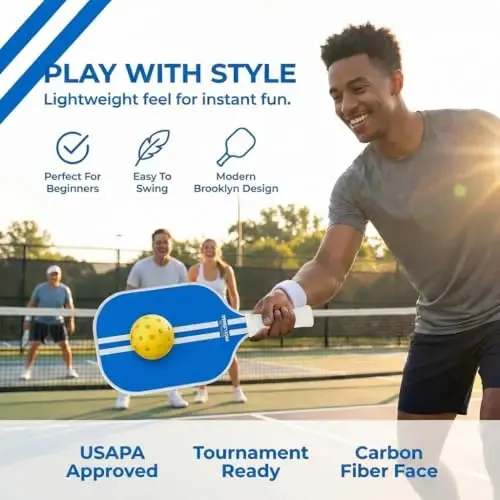 Brooklyn Pickleball Co. | Premium Carbon Fiber Paddle | USAPA Approved | Honeycomb Core | Cushioned Grip | Single Pickle-Ball Racket | 2025 Stylish Pickle Ball Paddles for All Skill Levels - BROOKLYN PICKLEBALL CO.
