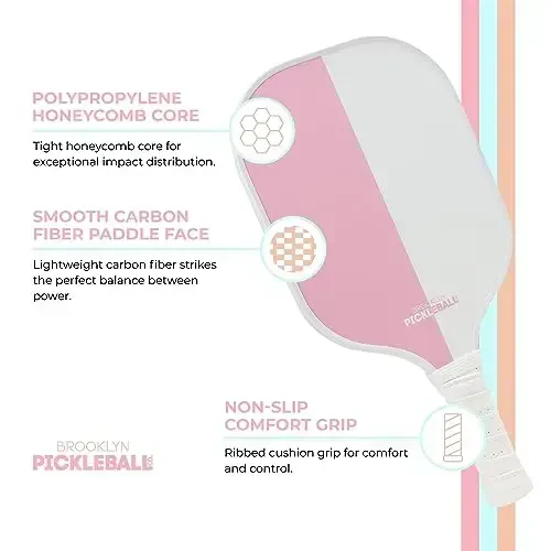 Brooklyn Pickleball Co. | Premium Carbon Fiber Paddle | USAPA Approved | Honeycomb Core | Cushioned Grip | Single Pickle-Ball Racket | 2025 Stylish Pickle Ball Paddles for All Skill Levels - 5