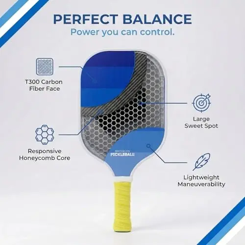 Brooklyn Pickleball Co. | Premium Carbon Fiber Paddle | USAPA Approved | Honeycomb Core | Cushioned Grip | Single Pickle-Ball Racket | 2025 Stylish Pickle Ball Paddles for All Skill Levels - 3