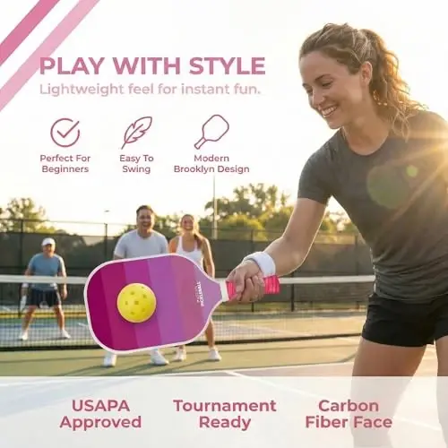 Brooklyn Pickleball Co. | Premium Carbon Fiber Paddle | USAPA Approved | Honeycomb Core | Cushioned Grip | Single Pickle-Ball Racket | 2025 Stylish Pickle Ball Paddles for All Skill Levels - 1