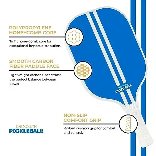 Brooklyn Pickleball Co. | Premium Karbon Fiber Paddle | USAPA tomonidan tasdiqlangan | Asalarichilik uyasi | Yumshoq tutqich | Yagona Pickle-Ball Raketkasi | Barcha mahorat darajalari uchun 2025 Zamonaviy Pickle Ball Paddle'lari - 6
