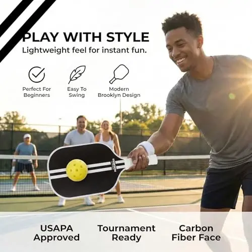Brooklyn Pickleball Co. – Carbon Fiber Pickleball Paddles – USAPA Approved, Honeycomb Core, Cushioned Grip, Lightweight Design – Single Paddles & Paddle Sets - 2