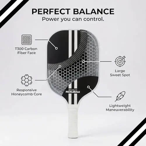 Brooklyn Pickleball Co. – Carbon Fiber Pickleball Paddles – USAPA Approved, Honeycomb Core, Cushioned Grip, Lightweight Design – Single Paddles & Paddle Sets - 3