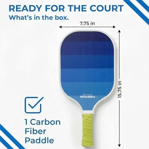 Brooklyn Pickleball Co. | Premium Carbon Fiber Paddle | USAPA Approved | Honeycomb Core | Cushioned Grip | Single Pickle-Ball Racket | 2025 Stylish Pickle Ball Paddles for All Skill Levels - 6
