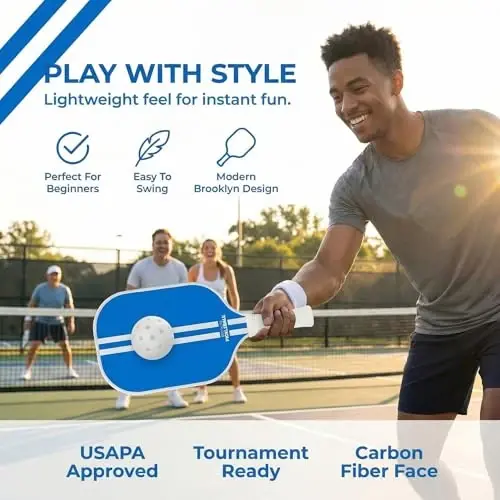 Brooklyn Pickleball Co. – Carbon Fiber Pickleball Paddles – USAPA Approved, Honeycomb Core, Cushioned Grip, Lightweight Design – Single Paddles & Paddle Sets - 2