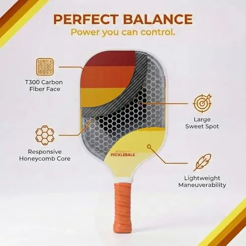 Brooklyn Pickleball Co. | Premium uglerod tolali paddle | USAPA tomonidan tasdiqlangan | Asalarichilik uyasi | Yumshoq tutqich | Yagona Pickle-Ball raketkasi | Barcha mahorat darajalari uchun 2025 zamonaviy Pickle Ball eshkak eshish moslamalari - 3