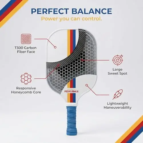 Brooklyn Pickleball Co. | USAPA Approved Carbon Fiber Pickle Ball Paddle | Honeycomb Core | Ribbed Comfort Cushion Grip | Single Pickle-Ball Racket - 3
