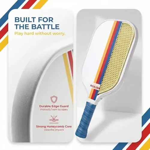 Brooklyn Pickleball Co. | USAPA Approved Carbon Fiber Pickle Ball Paddle | Honeycomb Core | Ribbed Comfort Cushion Grip | Single Pickle-Ball Racket - 4