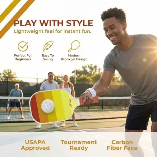 Brooklyn Pickleball Co. | Premium Carbon Fiber Paddle | USAPA Approved | Honeycomb Core | Cushioned Grip | Single Pickle-Ball Racket | 2025 Stylish Pickle Ball Paddles for All Skill Levels - 2