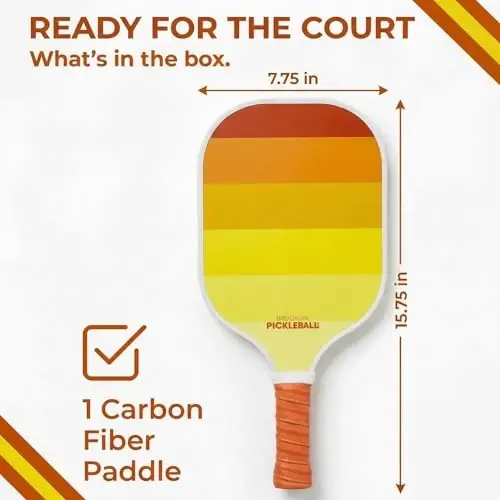 Brooklyn Pickleball Co. | Premium Carbon Fiber Paddle | USAPA Approved | Honeycomb Core | Cushioned Grip | Single Pickle-Ball Racket | 2025 Stylish Pickle Ball Paddles for All Skill Levels - 6