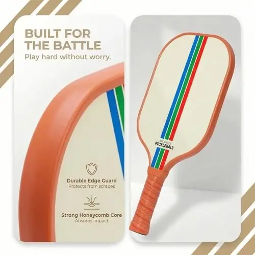 Brooklyn Pickleball Co. | Premium Carbon Fiber Paddle | USAPA Approved | Honeycomb Core | Cushioned Grip | Single Pickle-Ball Racket | 2025 Stylish Pickle Ball Paddles for All Skill Levels - 4