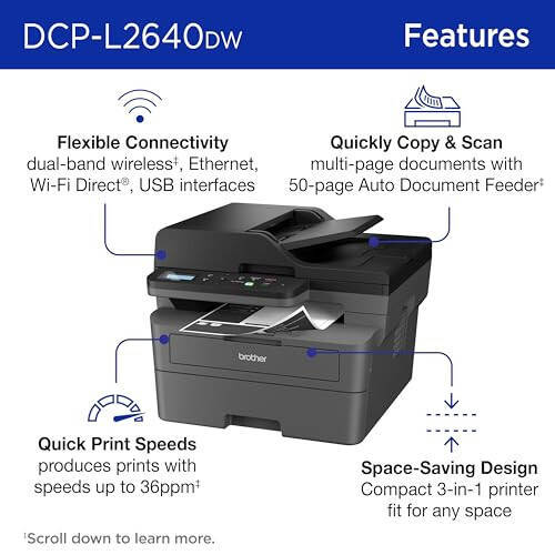 Brother DCP-L2640DW Wireless Compact Monochrome Multi-Function Laser Printer with Copy and Scan, Duplex, Mobile, Black & White | Includes Refresh Subscription Trial(1), Modazone Dash Replenishment Ready - 3