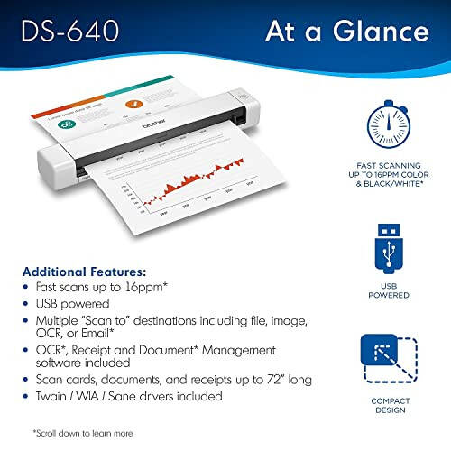 Brother DS-640 Compact Mobile Document Scanner (Model: DS640) - 2