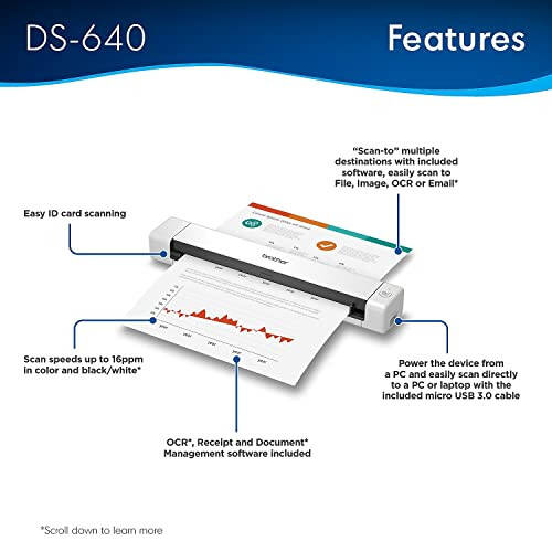 Brother DS-640 Compact Mobile Document Scanner (Model: DS640) - 3