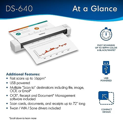 Brother DS-640 Compact Mobile Document Scanner (Model: DS640) - 6