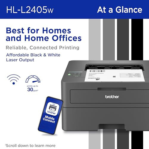 Brother HL-L2405W Wireless Compact Monochrome Laser Printer with Mobile Printing, Black & White Output | Includes Refresh Subscription Trial(1), Modazone Dash Replenishment Ready - 2