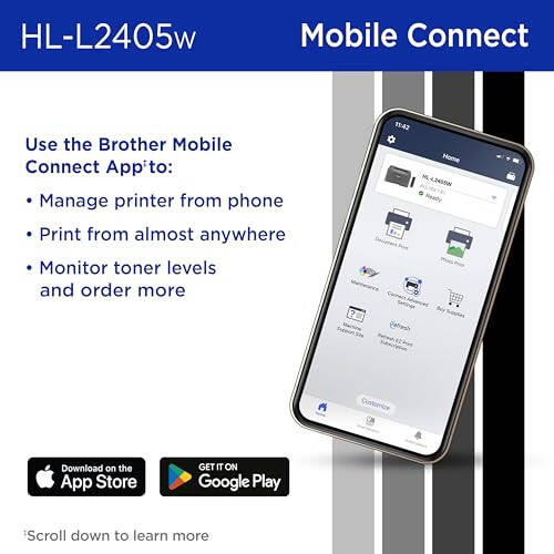 Brother HL-L2405W Wireless Compact Monochrome Laser Printer with Mobile Printing, Black & White Output | Includes Refresh Subscription Trial(1), Modazone Dash Replenishment Ready - 5