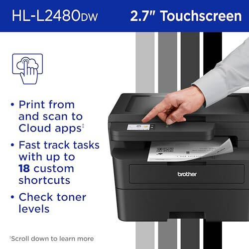 Brother HL-L2480DW Simsiz Kompakt Monoxrom Ko'p Funktsiyali Lazer Printer, Nusxa Ko'chirish va Skanslash, Ikki Tomonlama Bosish, Mobil, Qora va Oq | Yangilash Obunasi Sinov Muddatini O'z Ichiga Oladi (1), Modazone Dash Qayta To'ldirishga Tayyor - 6