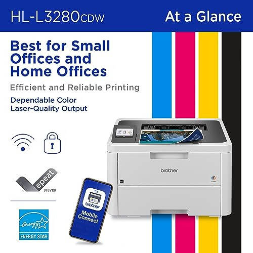 Brother HL-L3280CDW Wireless Compact Digital Color Printer with Laser Quality Output, Duplex, Mobile Printing & Ethernet | Includes 4 Month Refresh Subscription Trial¹, Modazone Dash Replenishment Ready - 2