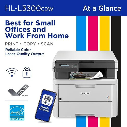 Brother HL-L3300CDW Wireless Digital Color Multi-Function Printer with Laser Quality Output, Copy & Scan, Duplex, Mobile | Includes 4 Month Refresh Subscription Trial ¹ Modazone Dash Replenishment Ready - 2