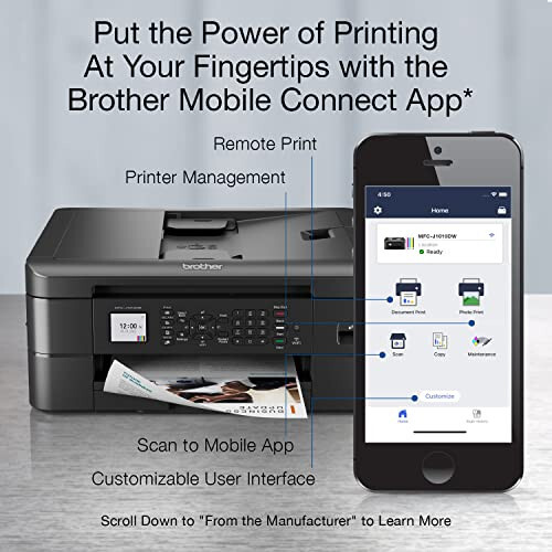 Brother MFC-J1010DW Wireless Color Inkjet All-in-One Printer with Mobile Device and Duplex Printing, Refresh Subscription and Modazone Dash Replenishment Ready - 4