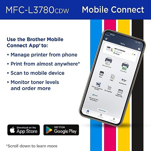 Brother MFC-L3780CDW Wireless Digital Color All-in-One Printer with Laser Quality Output, Single Pass Duplex Copy & Scan | Includes 4 Month Refresh Subscription Trial ¹ Modazone Dash Replenishment Ready - 5