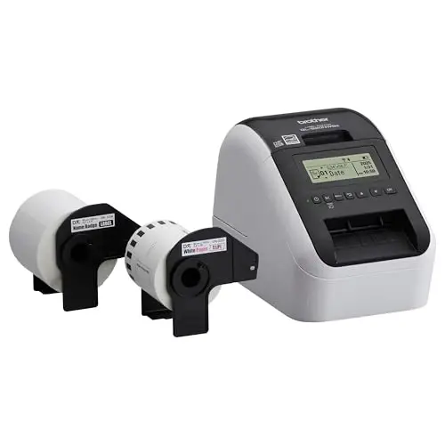 Brother QL-820NWBC Ultra Flexible Label Printer with Multiple Connectivity Options (Bundle with 2 Rolls of Genuine DK Label Tapes) - BROTHER