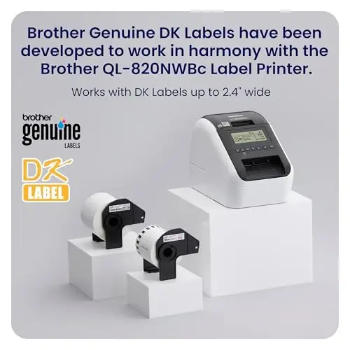 Brother QL-820NWBC Ultra Flexible Label Printer with Multiple Connectivity Options (Bundle with 2 Rolls of Genuine DK Label Tapes) - 4
