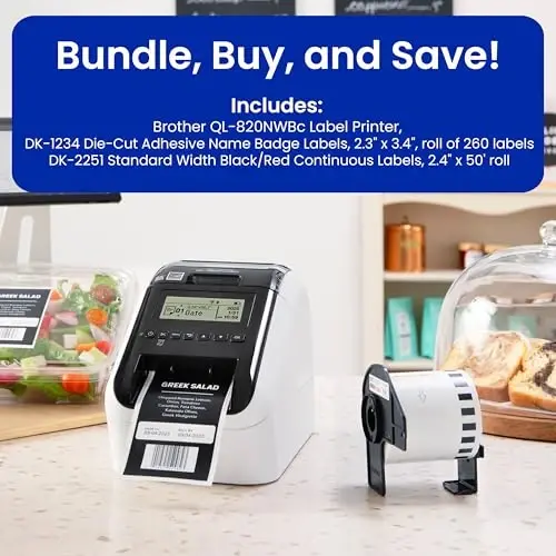 Brother QL-820NWBC Ultra Flexible Label Printer with Multiple Connectivity Options (Bundle with 2 Rolls of Genuine DK Label Tapes) - 2