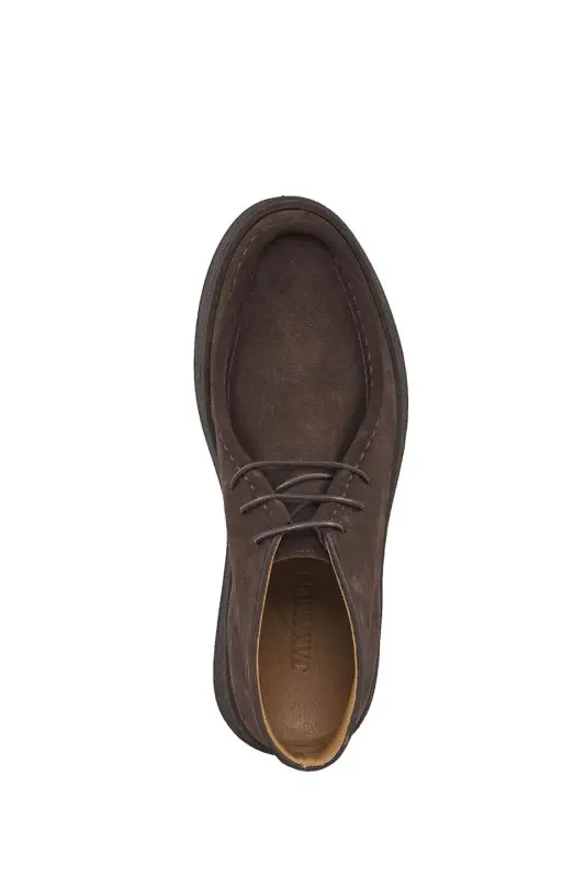Brown 100% Leather Lace-Up Suede Boot - 4