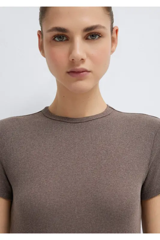 Brown Basic T-Shirt Fitted. - 6