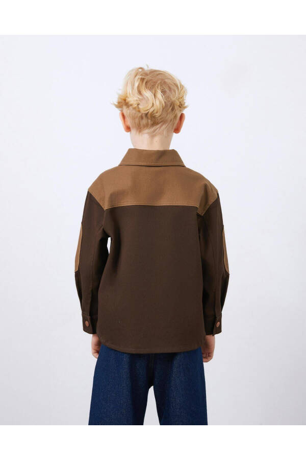 Brown Boys' Zipper Jacket with Garni and Pocket Details - 6