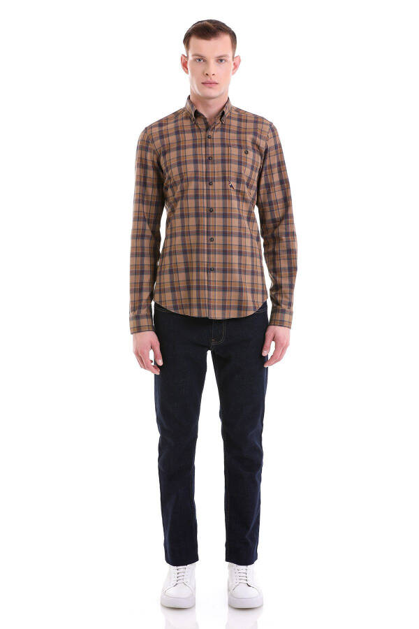 Brown Comfort Fit Plaid 100% Cotton Button-Down - 2