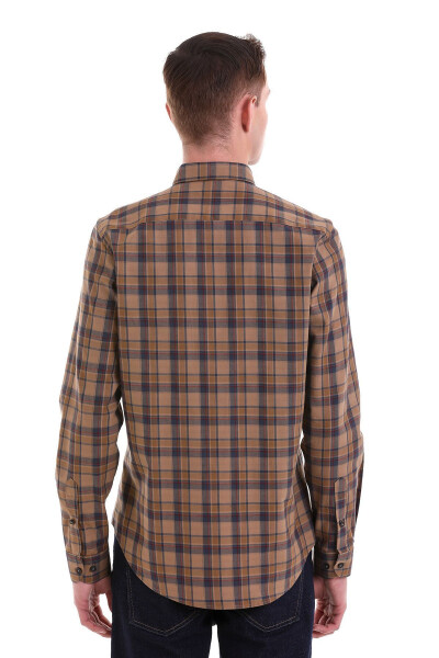 Brown Comfort Fit Plaid 100% Cotton Button-Down - 6