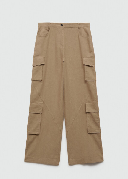 Brown cotton cargo pants - 1