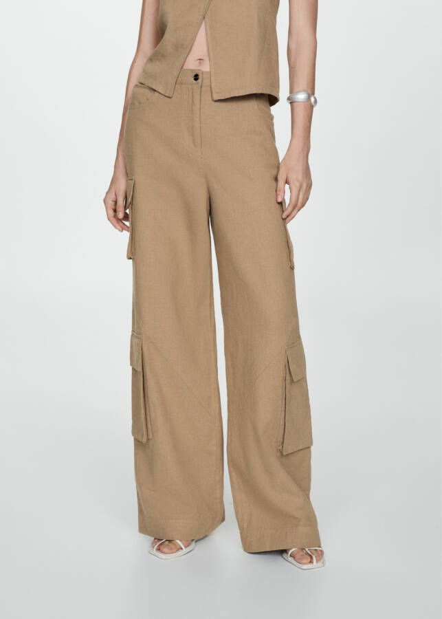 Brown cotton cargo pants - 5