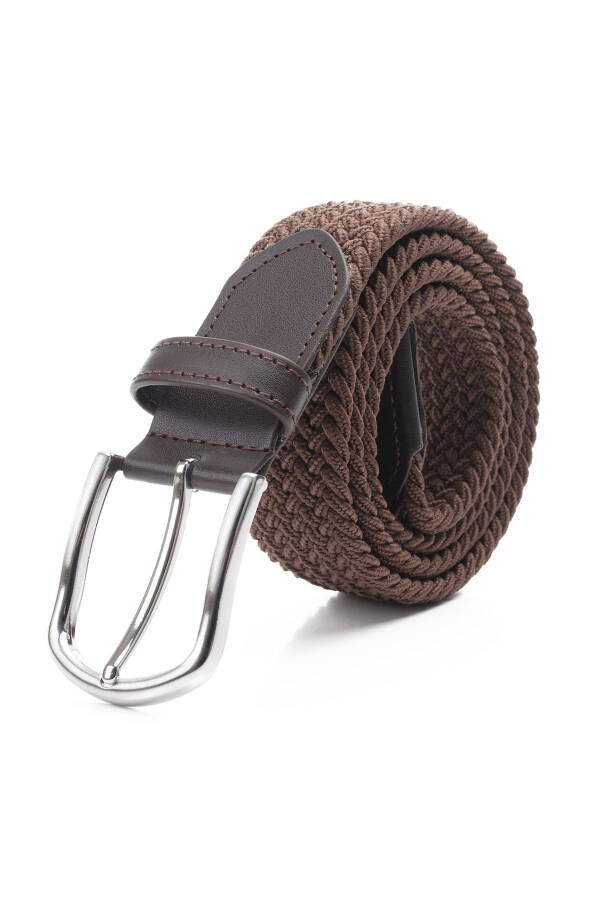 Brown Elastic Knit Belt - 5