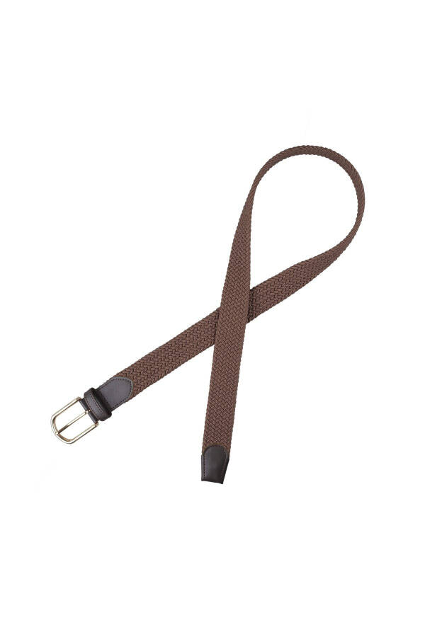 Brown Elastic Knit Belt - 6