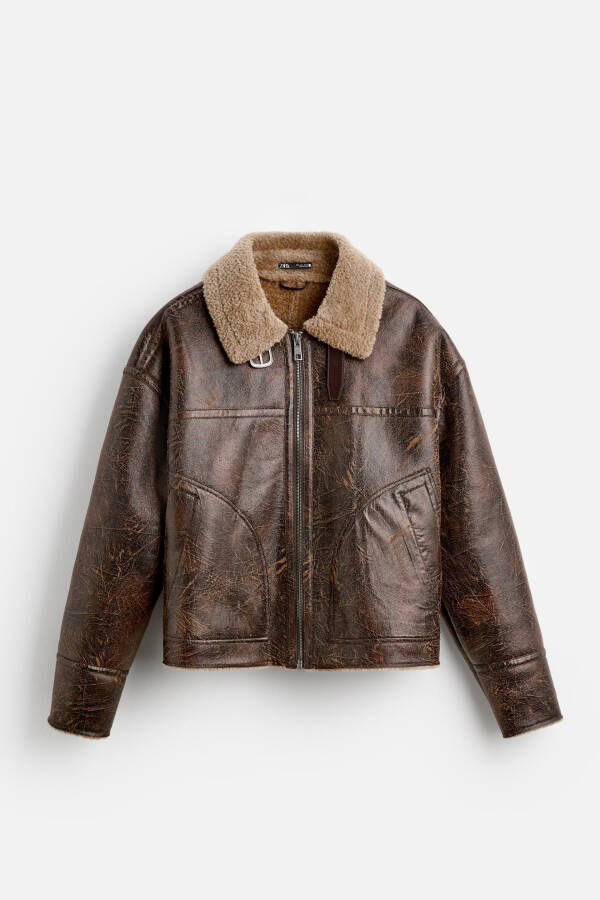 Brown faux leather jacket - 22